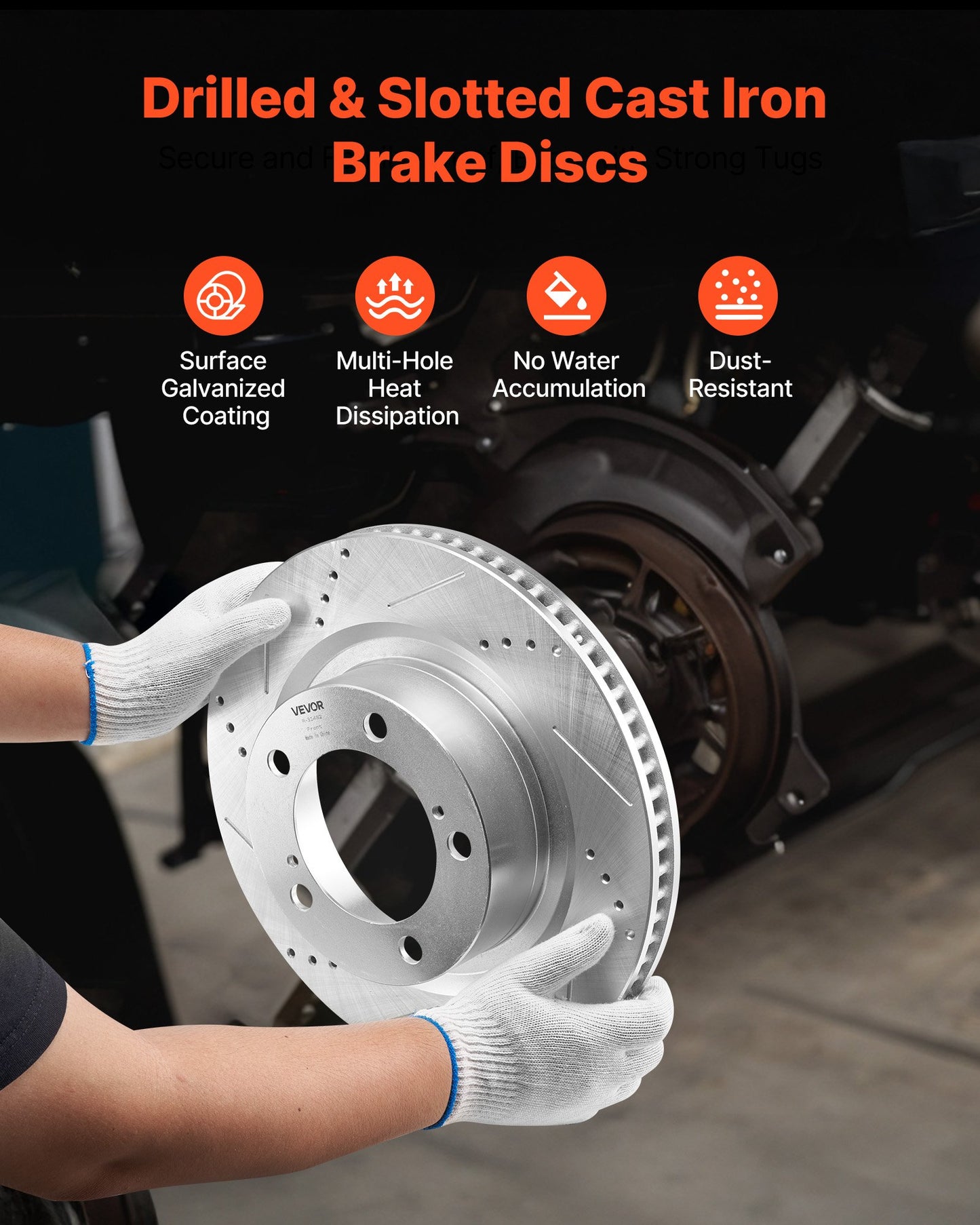 Front & Rear Ceramic Brake Kit Compatible With 2016-2021 Lexus LX570, 2016-2021 Toyota Land Cruiser, Drilled And Slotted Brake Rotors Ceramic Brake Pads Replacement Kit, 14 Inch Front Rotors