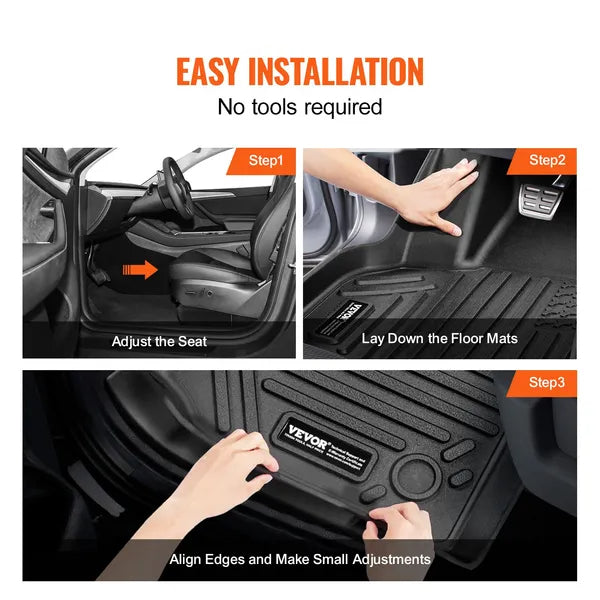 Floor Mats Compatible with Tesla Model Y 2021–2024, 3-Piece TPE Liners