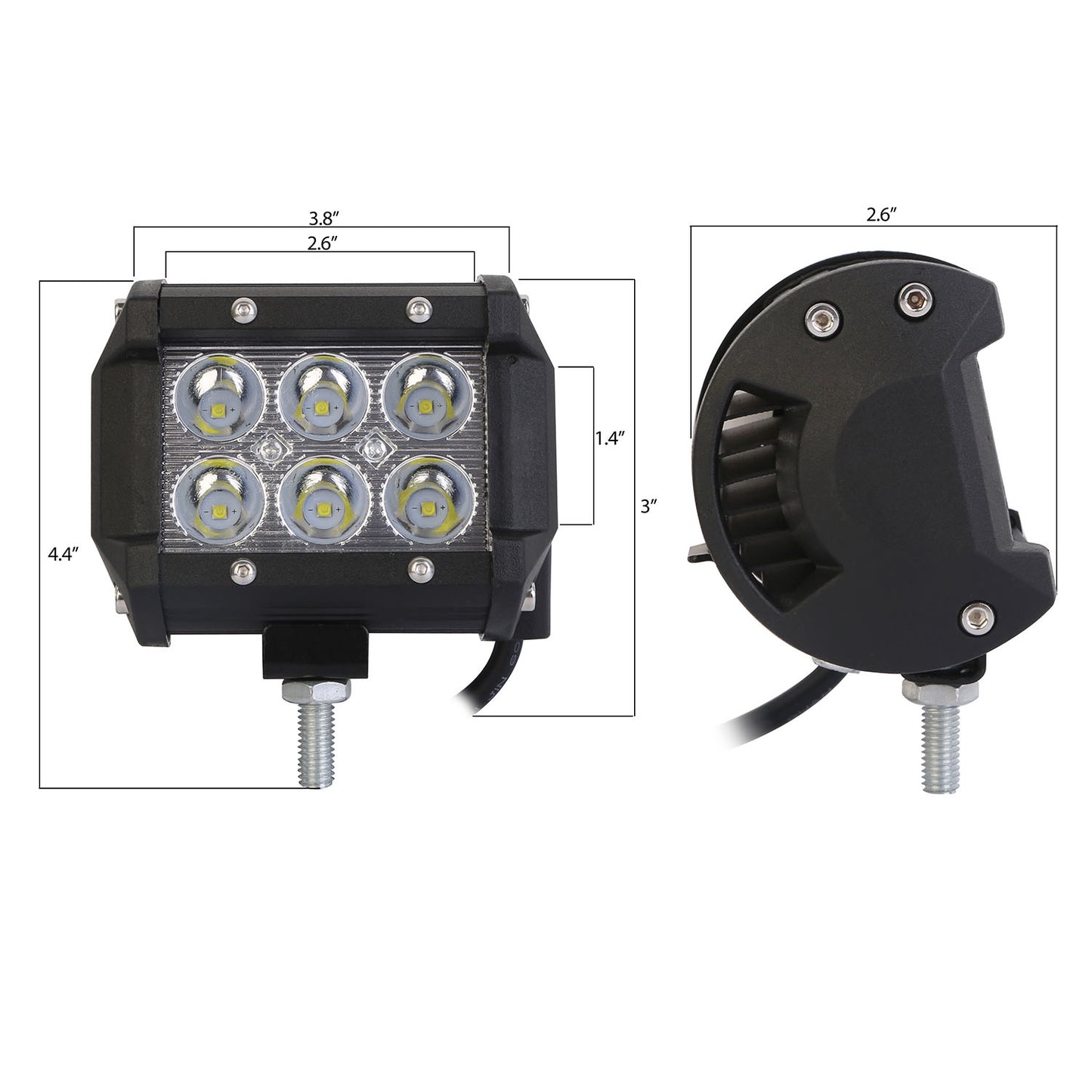 4 PCS 4in 18W Driving Lamp Dual Row LED Waterproof Spot Light Pod Cube Light