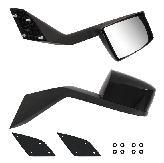 Black Hood Mirror Assembly Kit Replacement With Mounting Kit