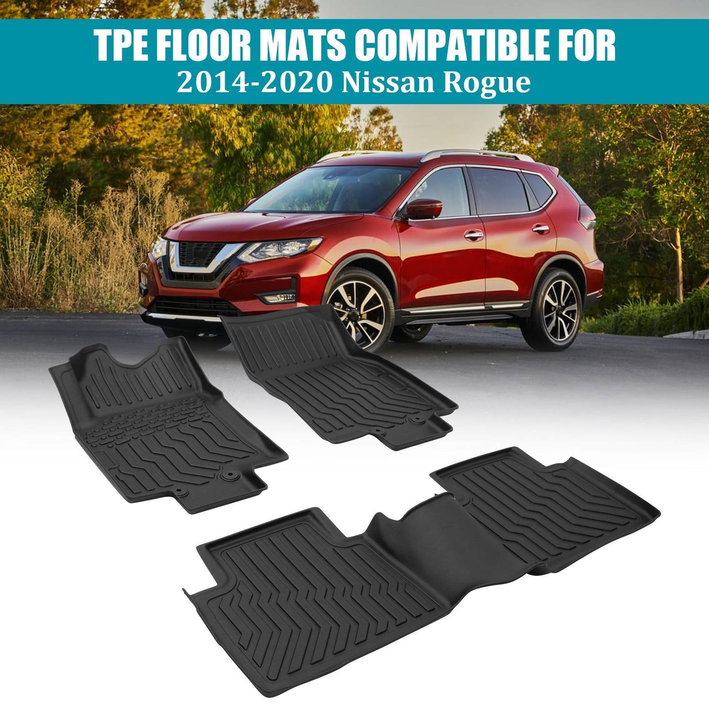 Car Floor Mats For 2014-2020 Rogue,NO FIT Rogue Sport,Black Cargo Liner