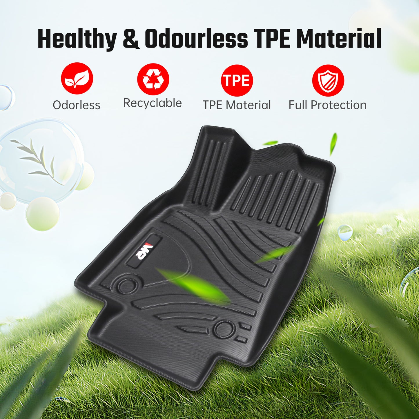 All-Weather TPE Floor Mats For Tesla Model Y 2021-2022 Model 3 2023-2025 - Waterproof, Anti-Slip, Full Coverage
