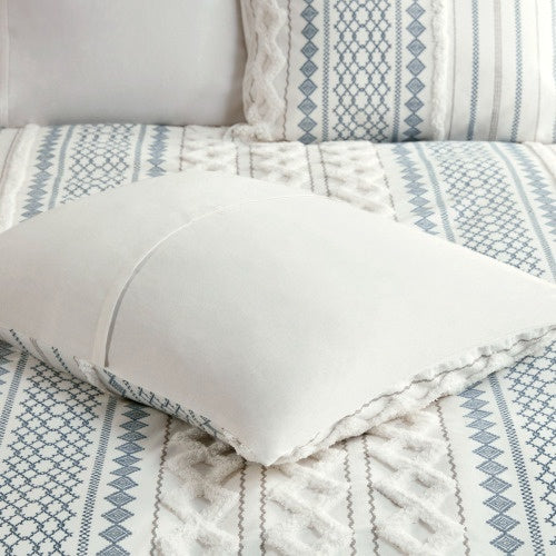 Full Queen Cotton Printed Duvet Cover Set With Chenille