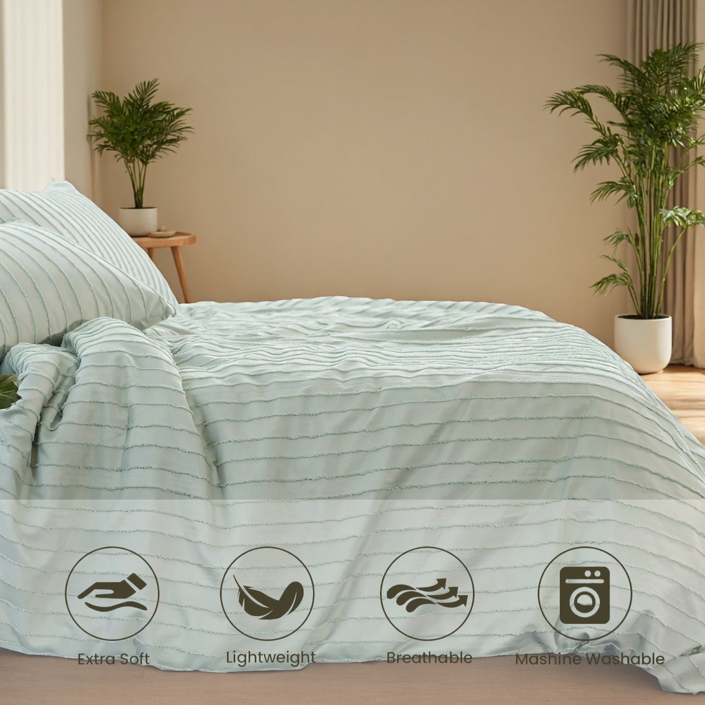 Bohemian Style Quilt Cover Set, Cut Flower Quilt Cover,  Tufted Quilt Cover Three-piece Set, One Quilt Cover And Two Pillowcases,  Washable And Machine Washable Without Shrinkage,  Suitable For Hotels