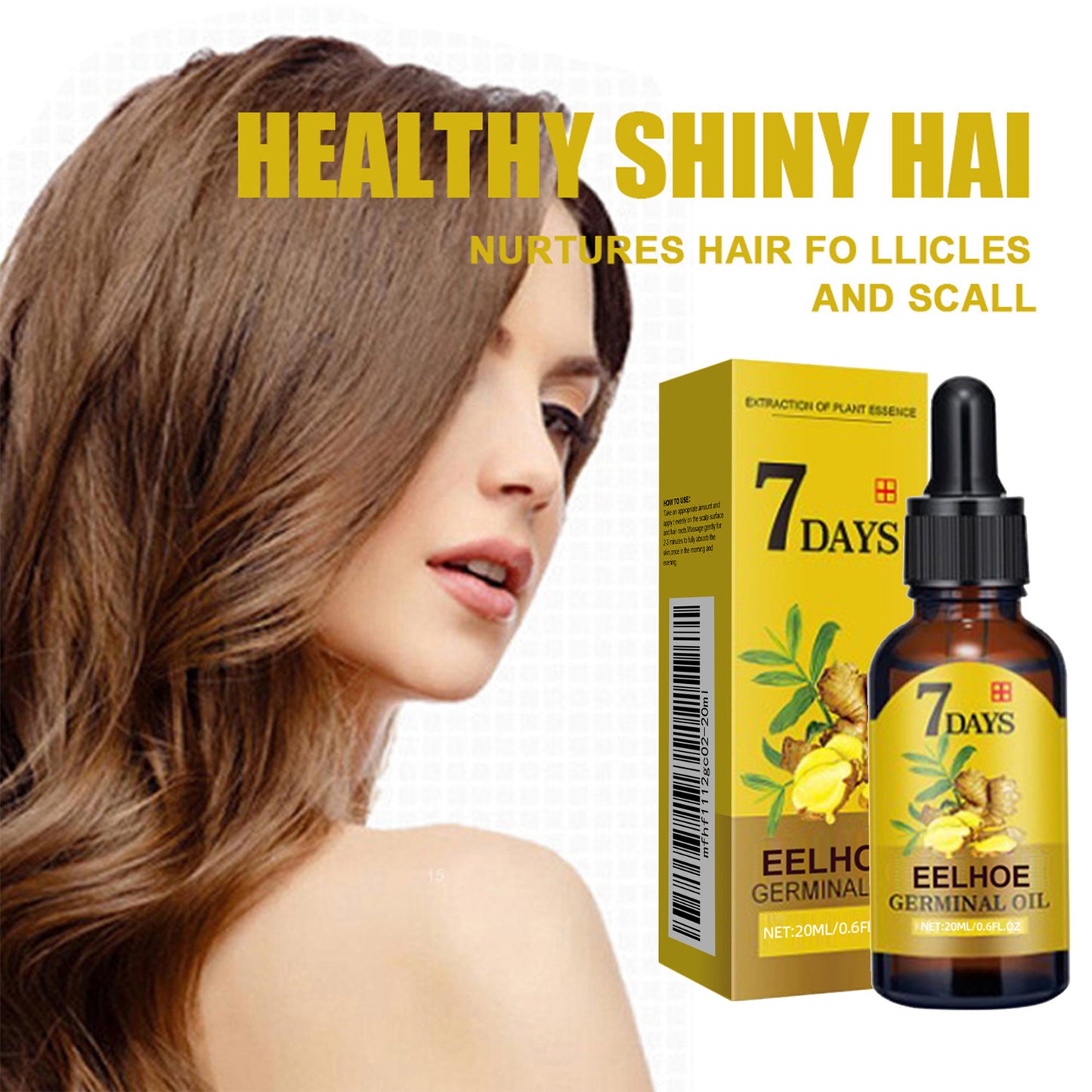 EELHOE Ginger Hair Treatment 20ml Hair Nourishing Hair Care Moisturizing Hair Care Hair Fixing And Anti-Shedding Nutrient Solution