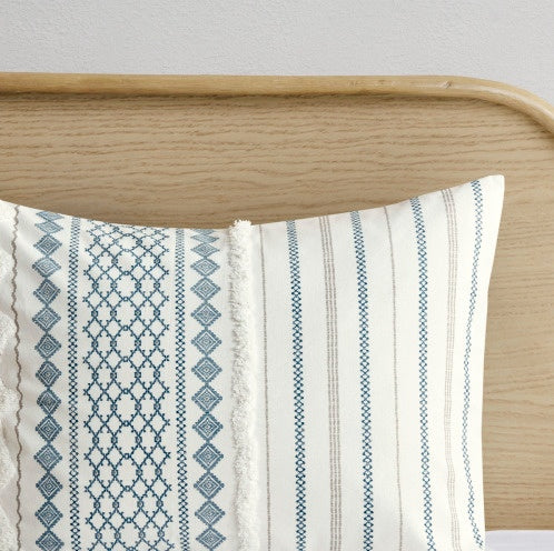 Full Queen Cotton Printed Duvet Cover Set With Chenille