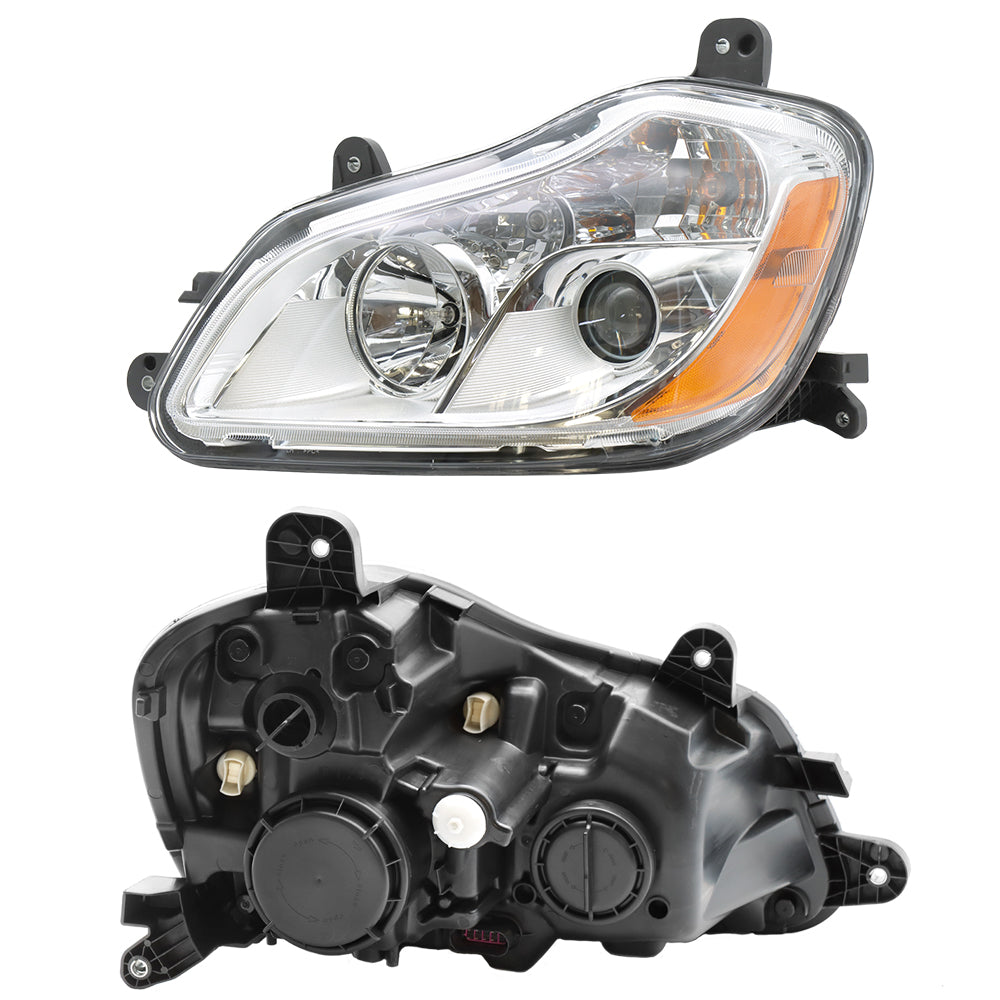 Chrome Headlights Compatible with Kenworth T680 (2013-2021) – Pair with Included Bulbs