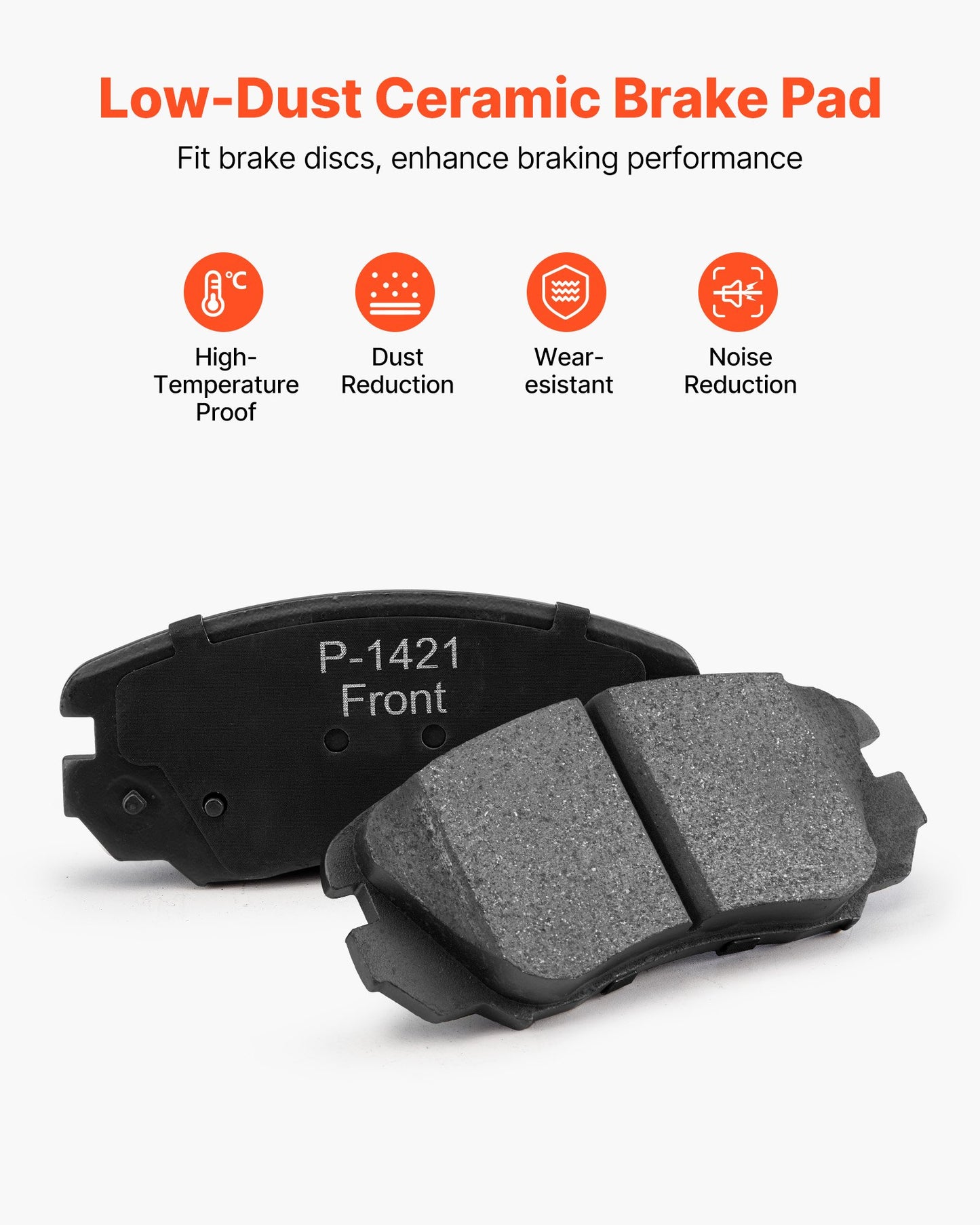 Front And Rear Brake Kit Compatible With 2010-2017 Chevrolet Equinox, 2010-2017 GMC Terrain, Hollow Brake Rotors Ceramic Brake Pads Replacement Kit, 12.7 In Front Rotors, 12 In Rear Rotors