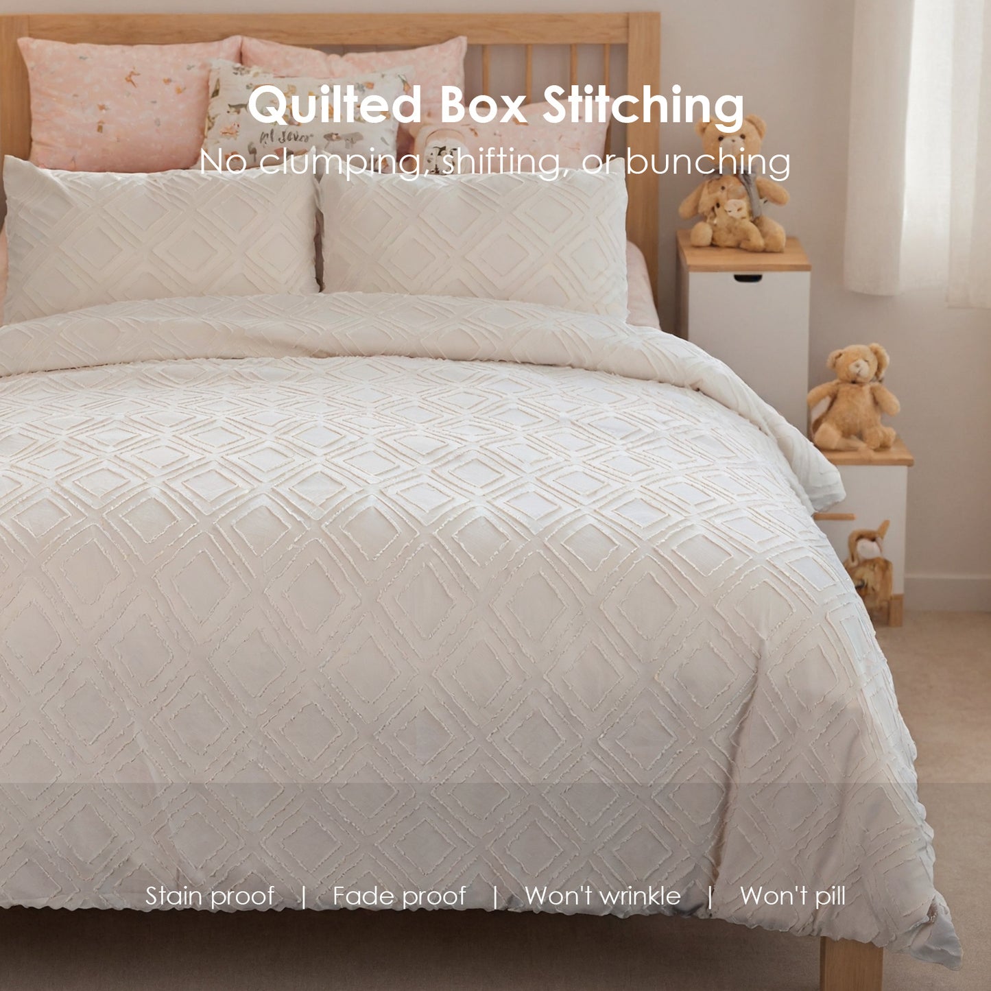 Bohemian Style Quilt Cover Set, Cut Flower Quilt Cover,  Tufted Quilt Cover Three-piece Set, One Quilt Cover And Two Pillowcases,  Washable And Machine Washable Without Shrinkage,  Suitable For Hotels