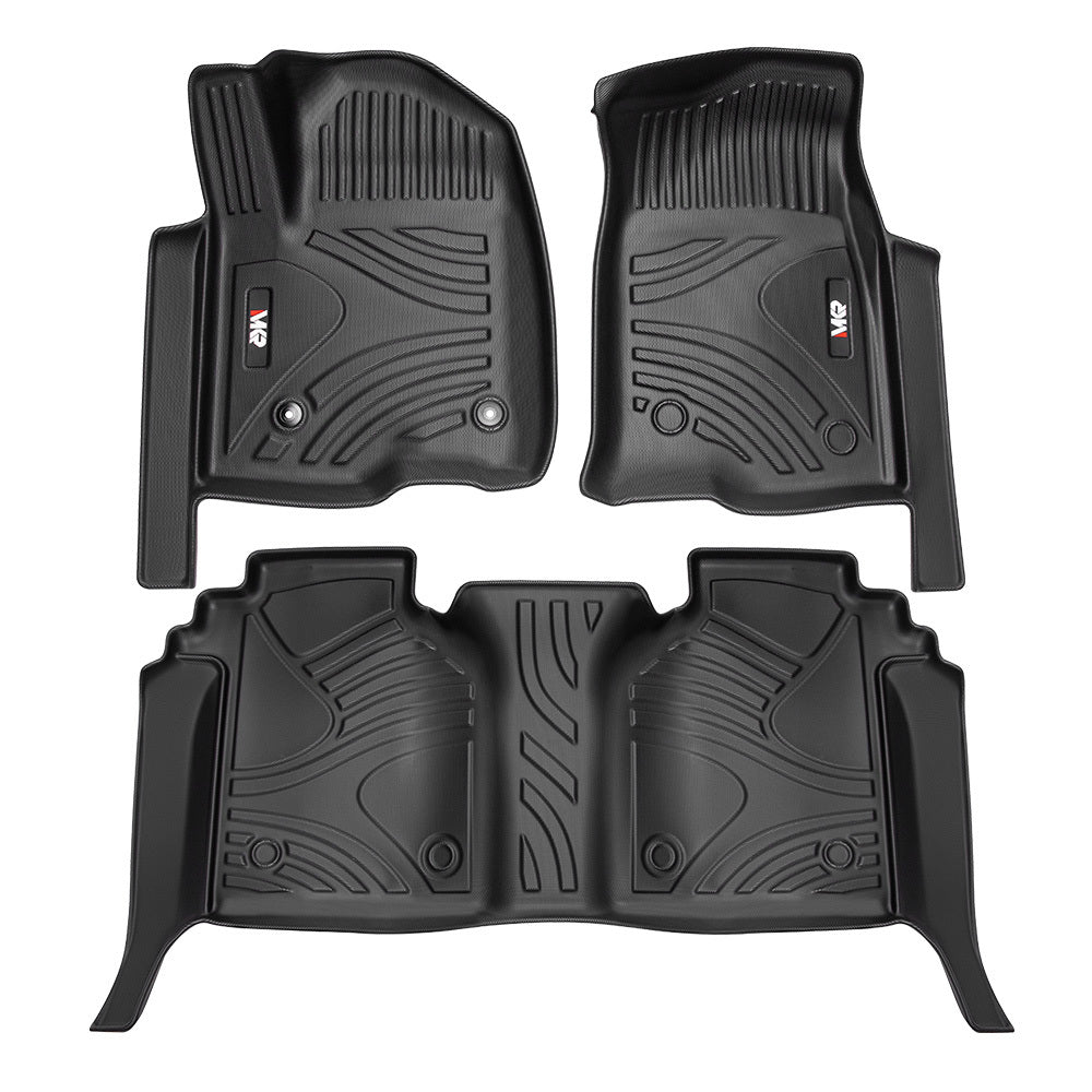 All Weather Floor Mats For Chevy Silverado GMC Sierra 1500 2019-2025, 2020-2025 SLV SRA 2500 3500 HD Crew Cab, With Rear Under-Seat Storage