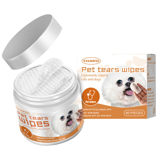 Yegbong Pet Wet Wipes Cleaning Dogs etAnd Cats Tear Stain Removal Eye Cleaning Eye Wipes Eye Dirt Removal Cotton Pads