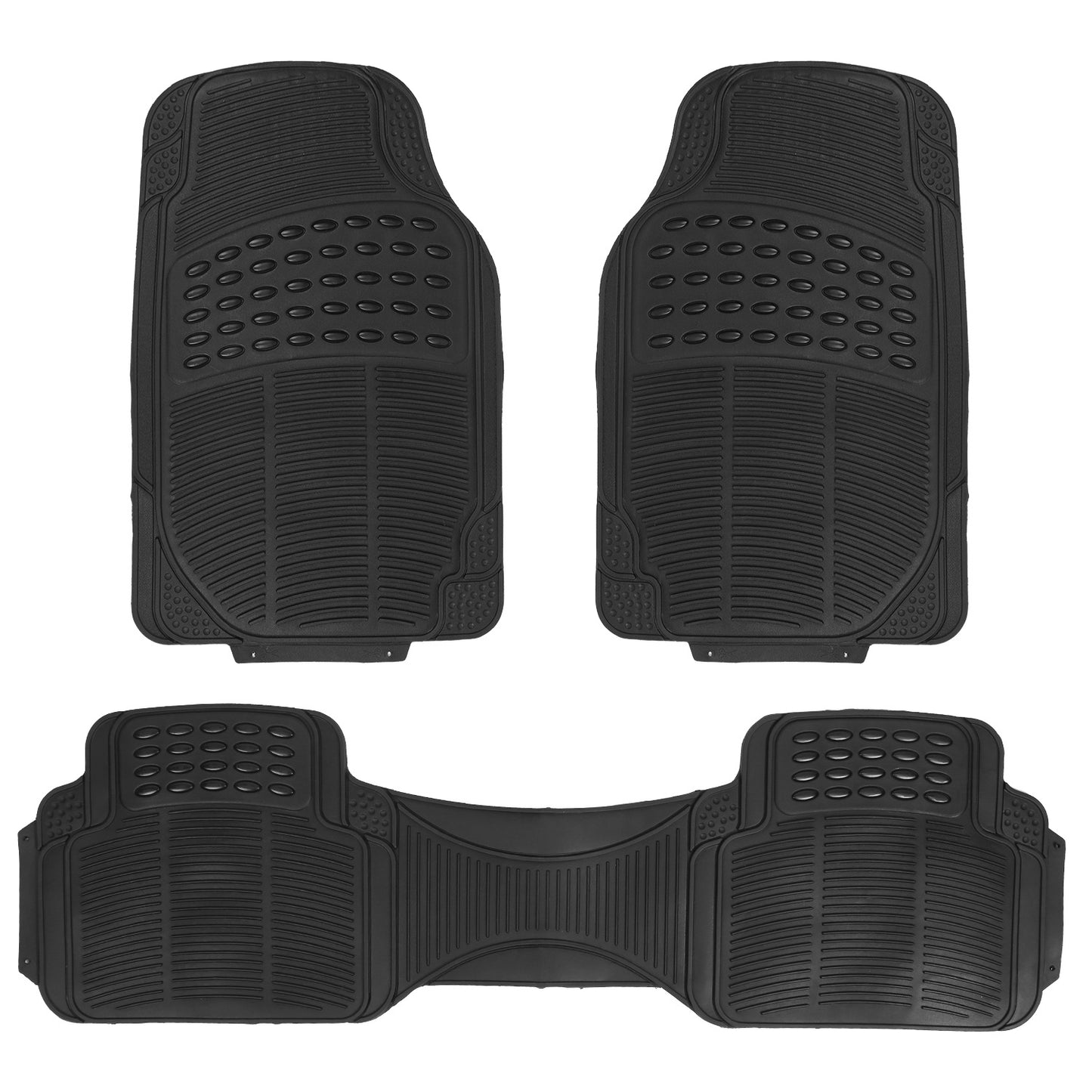 Piece Universal Car Floor Mats Set (Front + Rear) | Trim-to-Fit | Heavy Duty All-Weather PVC/Rubber