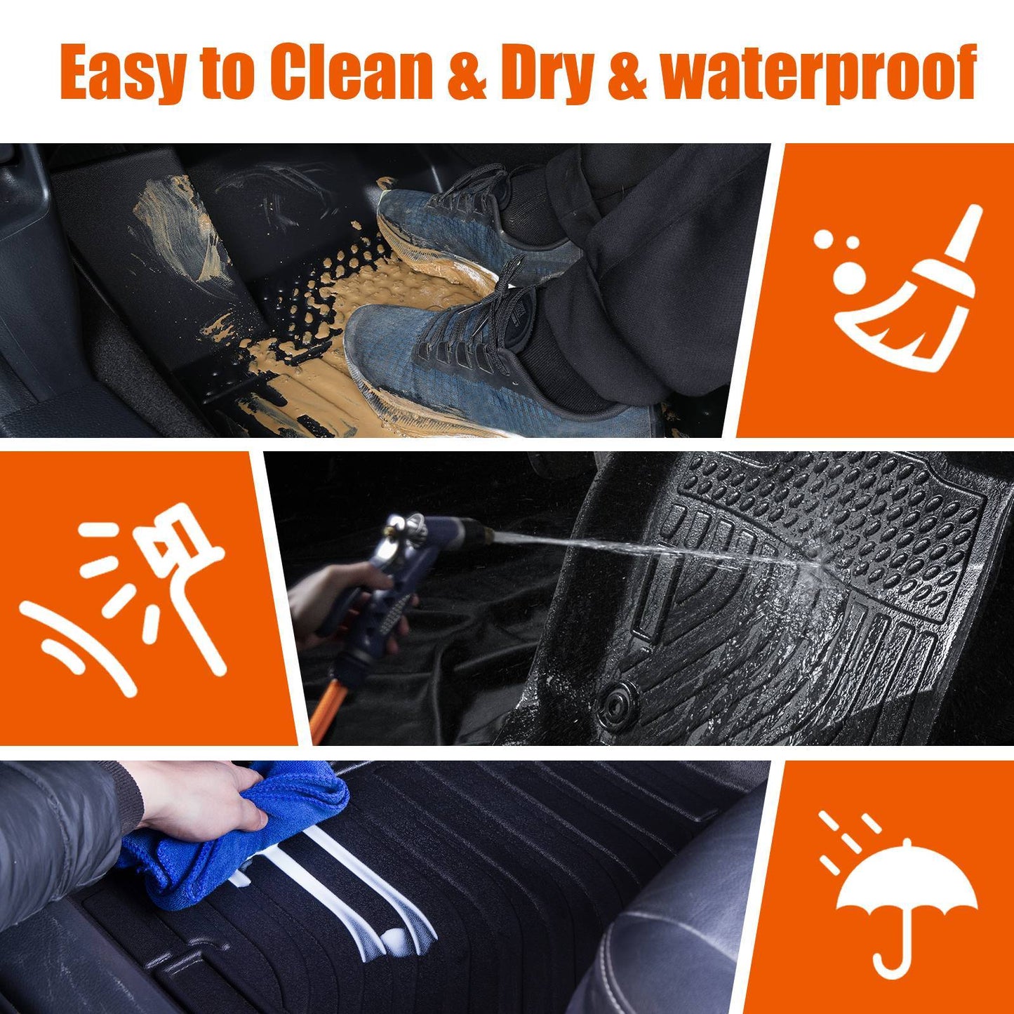 TPE Rubber Car Floor Mats All-Weather For 18-21 Accord