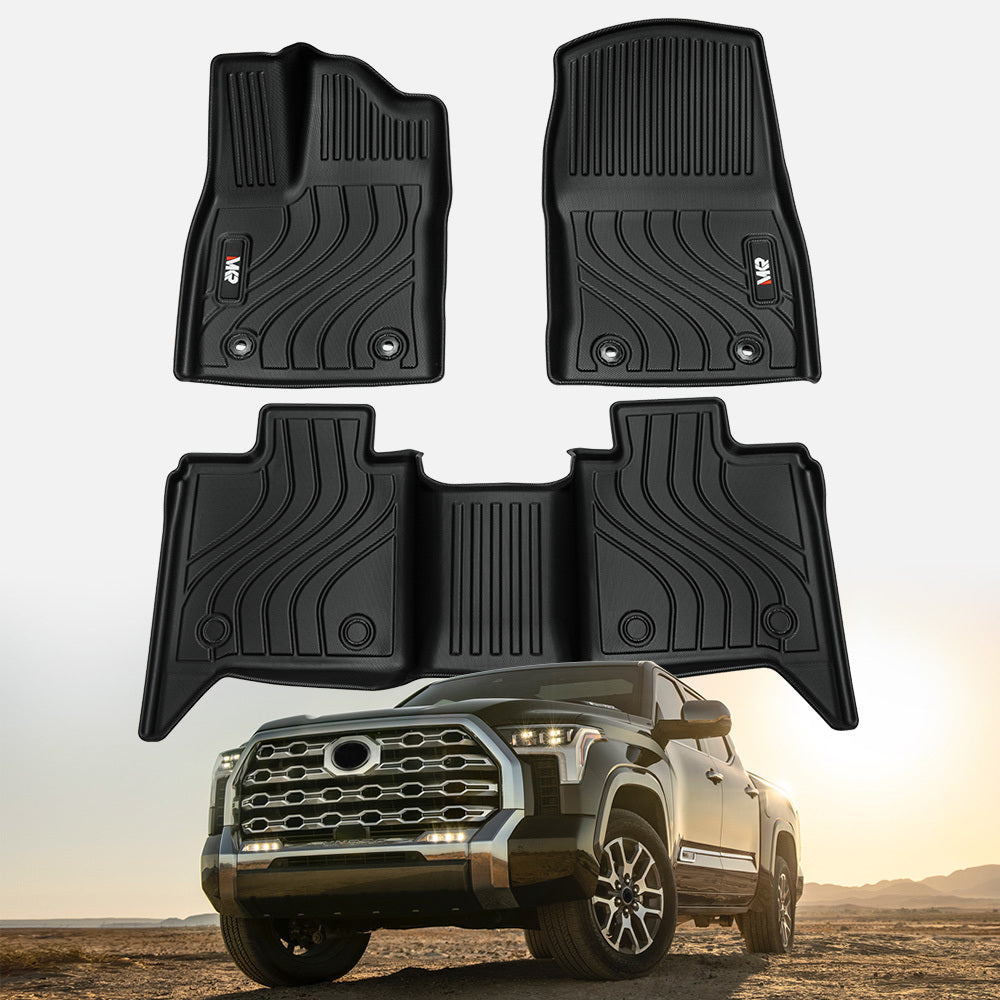All-Weather TPE Front And Rear Row Floor Liners Floor Mats Fit For Toyota Tundra CrewMax Cab 2022-2025, Custom Fit Tundra Floor Mats Fit For Toyota 20484
