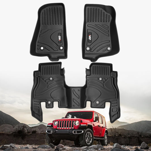 MKR Waterproof And Stain-resistant TPE Car Floor Mats Black 3 PCS For Jeep Wrangler JL 2018 4 Doors Model Not Fit For Jeep Wrangler JK Or 4XE