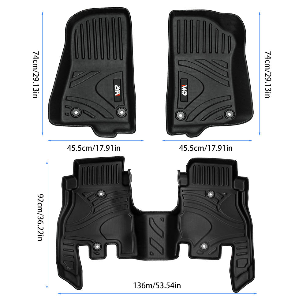 MKR Waterproof And Stain-resistant TPE Car Floor Mats Black 3 PCS For Jeep Wrangler JL 2018 4 Doors Model Not Fit For Jeep Wrangler JK Or 4XE