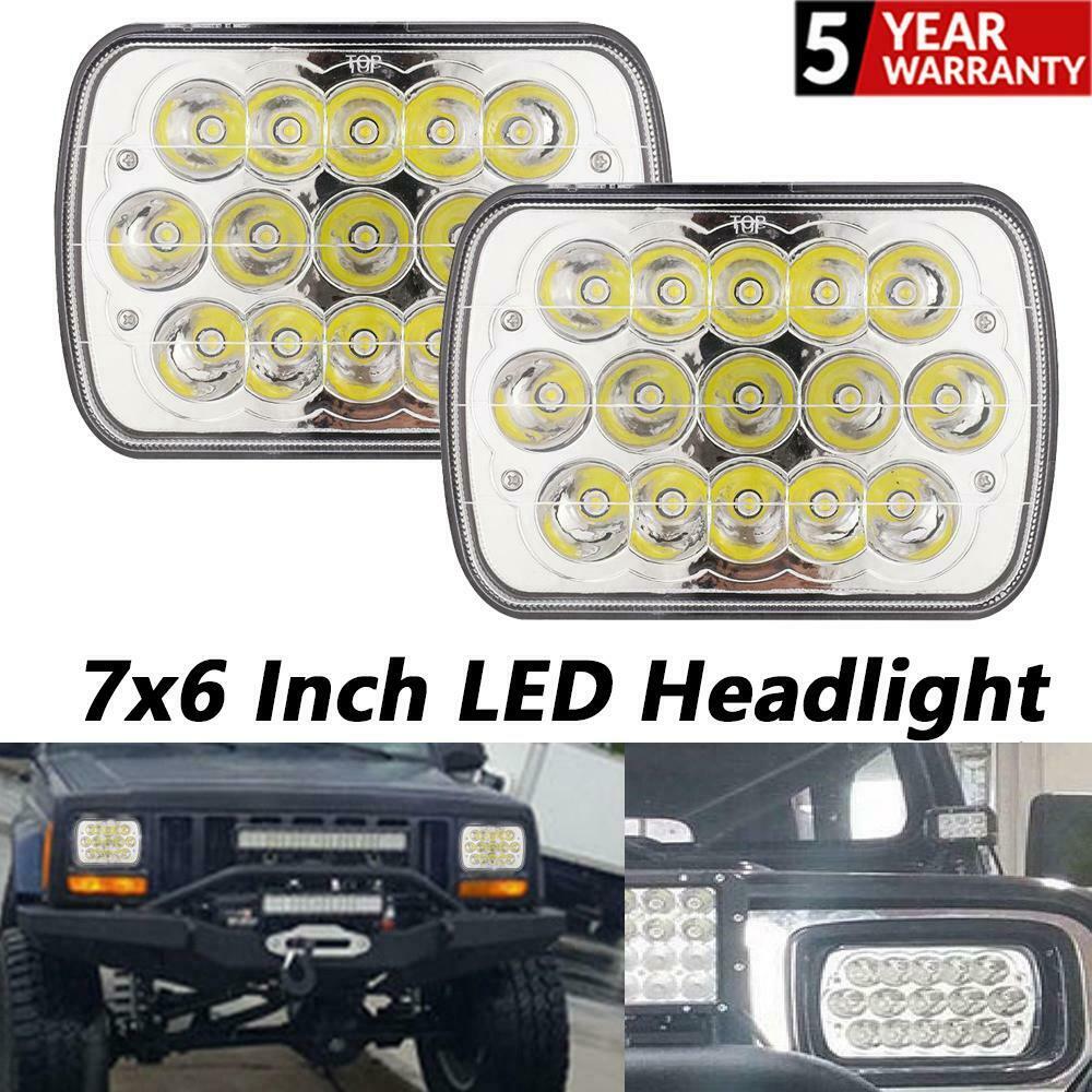 2PCS 7x6 LED Headlights – Sealed Beam DRL Headlamp for Jeep Wrangler JK/TJ/CJ/LJ