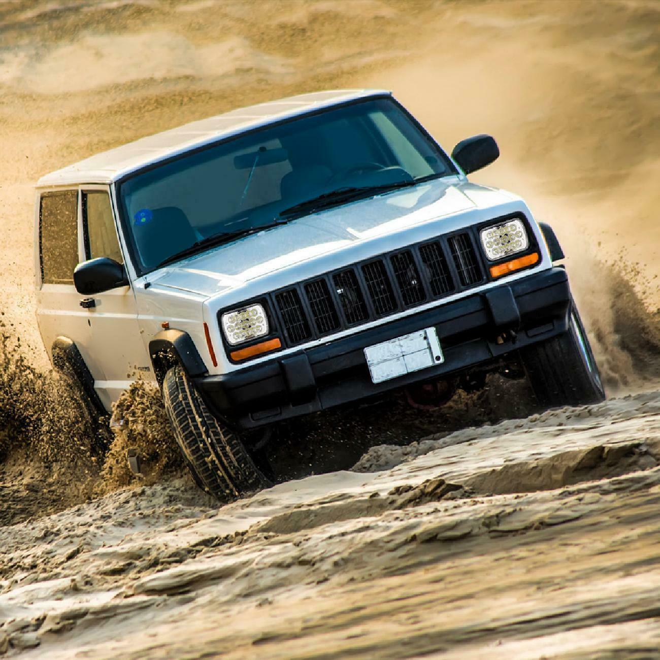 2PCS 7x6 LED Headlights – Sealed Beam DRL Headlamp for Jeep Wrangler JK/TJ/CJ/LJ