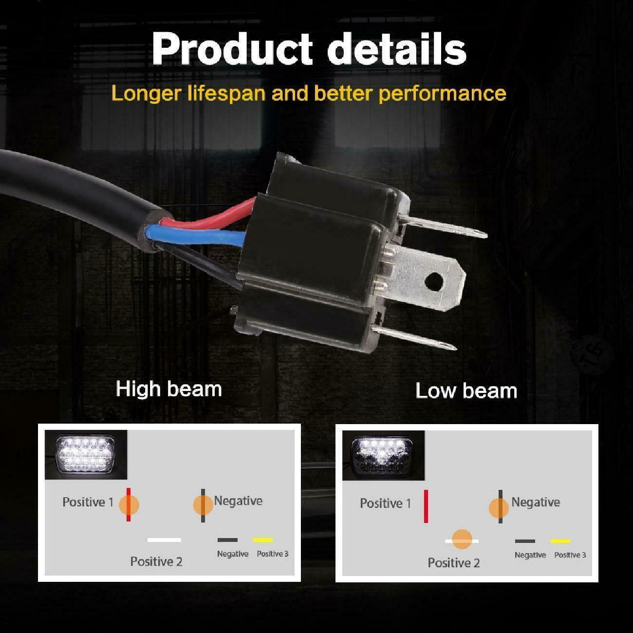 2PCS 7x6 LED Headlights – Sealed Beam DRL Headlamp for Jeep Wrangler JK/TJ/CJ/LJ