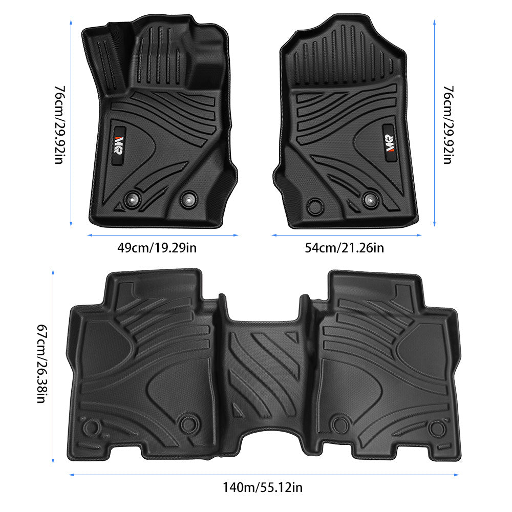 MKR Floor Mats for Ford Bronco 2021–2023, 3D TPE All-Weather Full Set