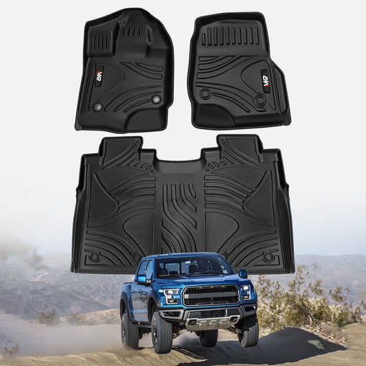 TPE All-Weather Floor Mats for Ford F-150 2015–2025 (Without Fold-Flat Storage) Waterproof Floor Liners