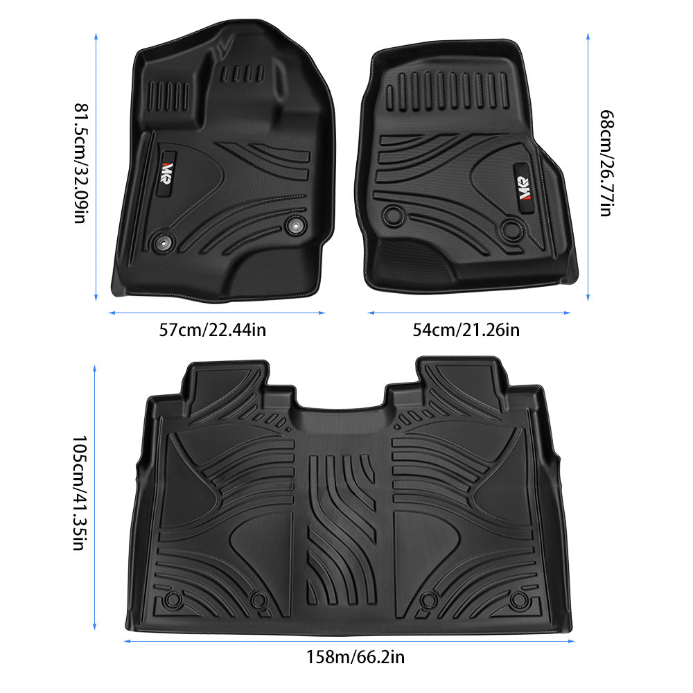 TPE All-Weather Floor Mats for Ford F-150 2015–2025 (Without Fold-Flat Storage) Waterproof Floor Liners