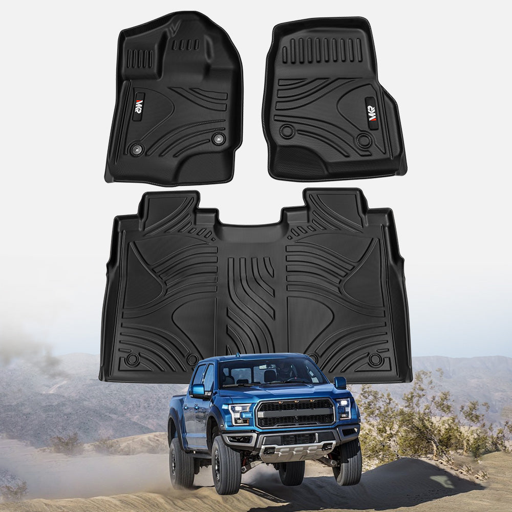 TPE All-Weather Floor Mats for Ford F-150 2015–2025 (Without Fold-Flat Storage) Waterproof Floor Liners