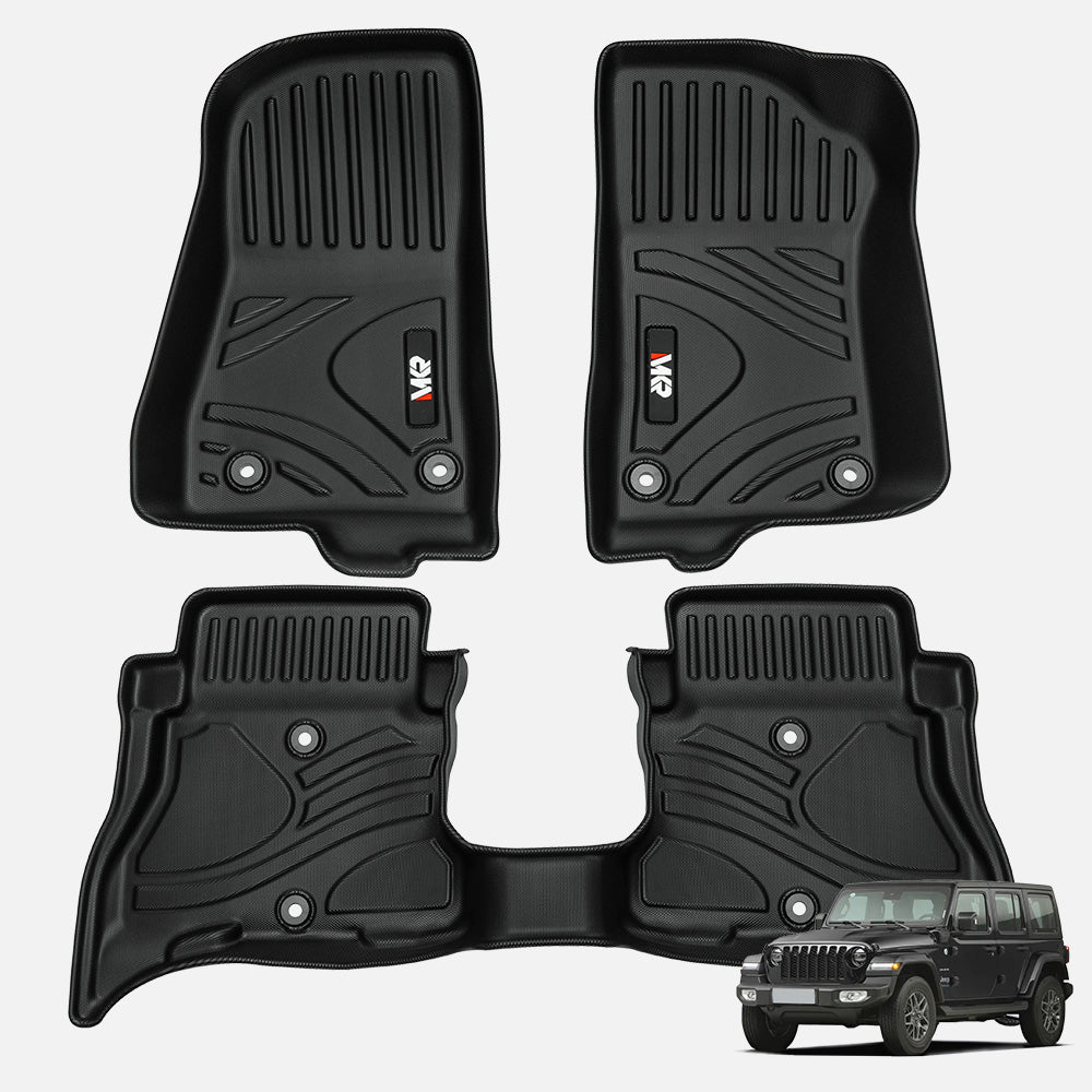 MKR Non-Slip TPE Floor Mats for Jeep Wrangler JL 4xe 2021–2024, 4-Door (Not for 2-Door)
