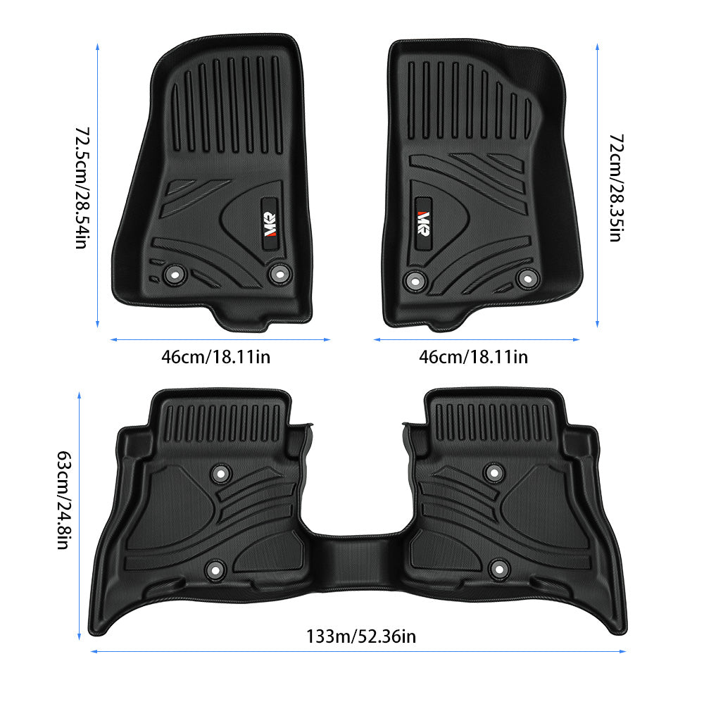 MKR Non-Slip TPE Floor Mats for Jeep Wrangler JL 4xe 2021–2024, 4-Door (Not for 2-Door)