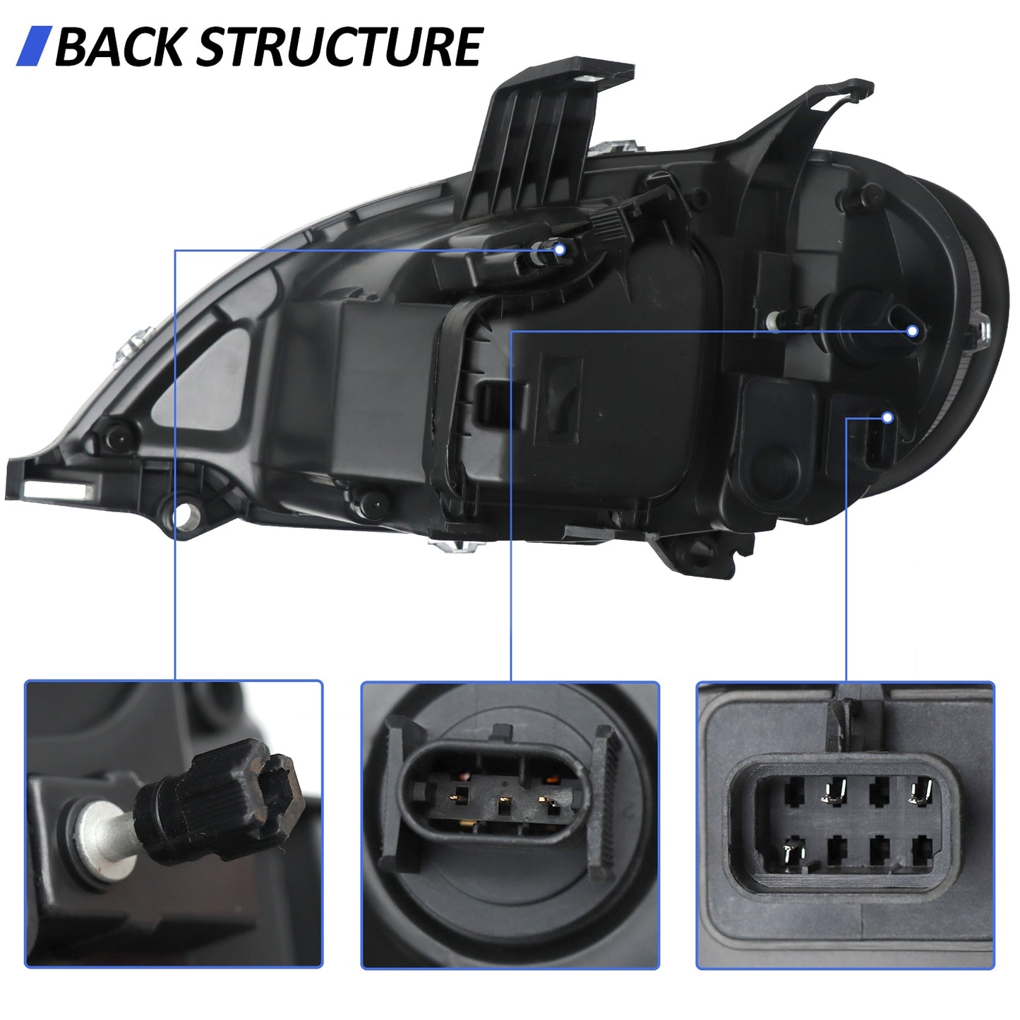 Headlight Assembly Compatible With 2004-2013 Freightliner M2, Headlamps Head Lights Lamp Assembly Left And Right Black