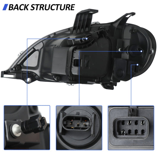 Headlight Assembly Compatible With 2004-2013 Freightliner M2, Headlamps Head Lights Lamp Assembly Left And Right Black
