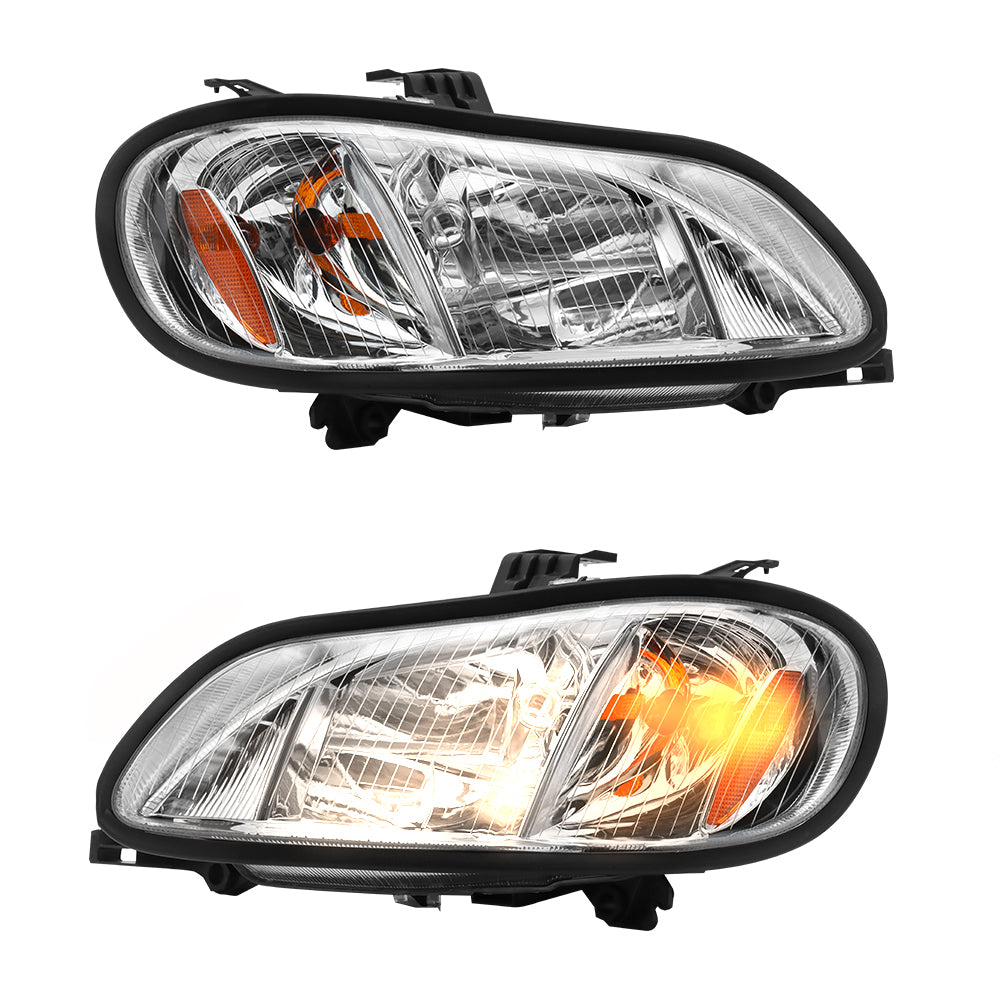 Headlight Assembly Chrome Pair Compatible with Freightliner M2 2004–2013