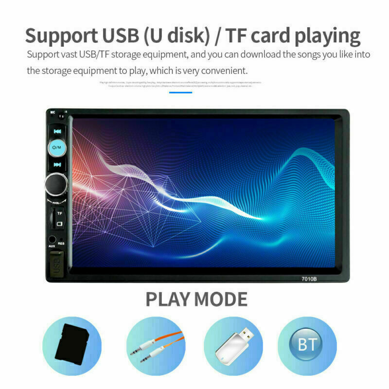 AUX Car MP5 Player 2DIN Bluetooth Touch Screen Stereo Radio with USB / AUX / Mirror Link – 7 Inch Display