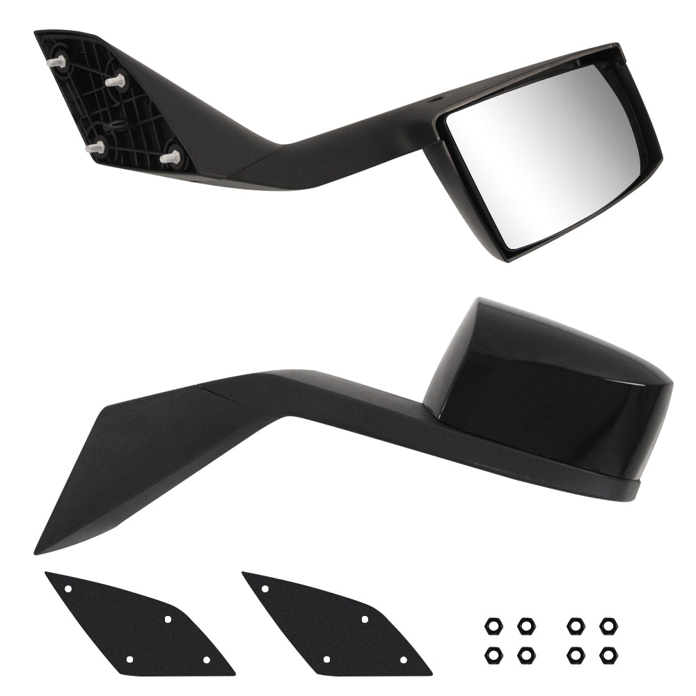 VOLVO VNL Hood Mirror Set (Left + Right) – Black or Electroplated Finish