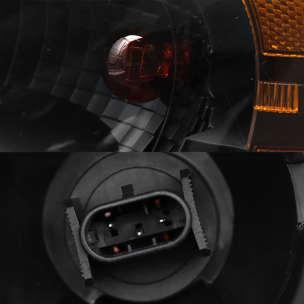 Headlight Assembly Fit for Freightliner Cascadia 2008–2016, Black Housing, Left & Right Pair, With Halogen Bulbs
