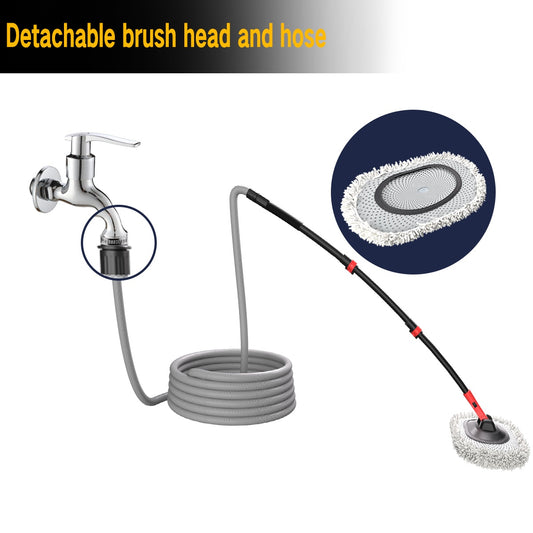 Portable 41-inch Automatic Water Car Wash Mop For Home And Outdoor Use, Featuring A Soft Brush Head To Prevent Scratches, Includes A 10-meter Hose That Connects To A Water Faucet, Suitable For Cleanin