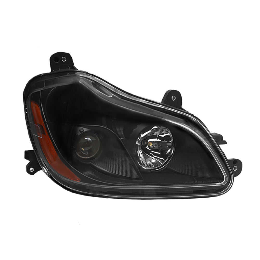 Black Passenger Headlight Assembly for Kenworth T680 2013-2021 (Includes Bulbs