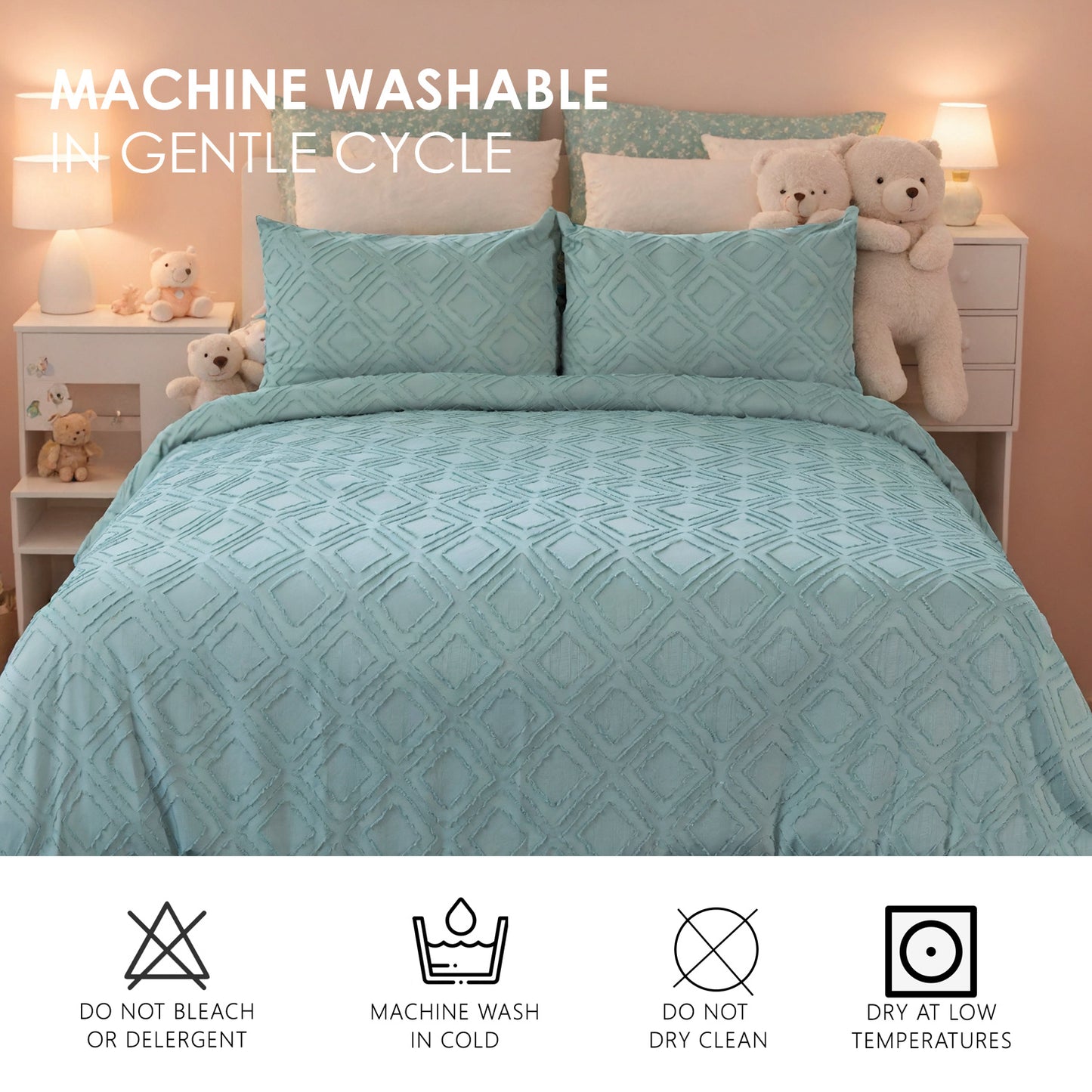 Bohemian Style Quilt Cover Set, Cut Flower Quilt Cover,  Tufted Quilt Cover Three-piece Set, One Quilt Cover And Two Pillowcases,  Washable And Machine Washable Without Shrinkage,  Suitable For Hotels