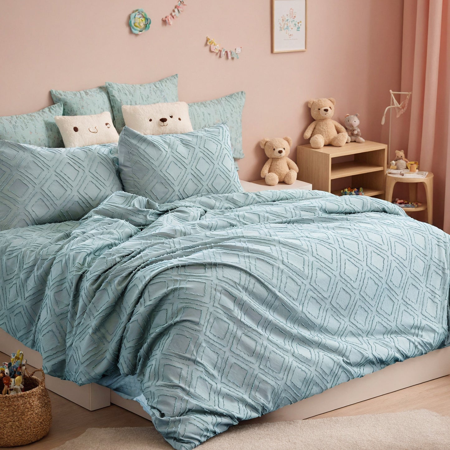 Bohemian Style Quilt Cover Set, Cut Flower Quilt Cover,  Tufted Quilt Cover Three-piece Set, One Quilt Cover And Two Pillowcases,  Washable And Machine Washable Without Shrinkage,  Suitable For Hotels