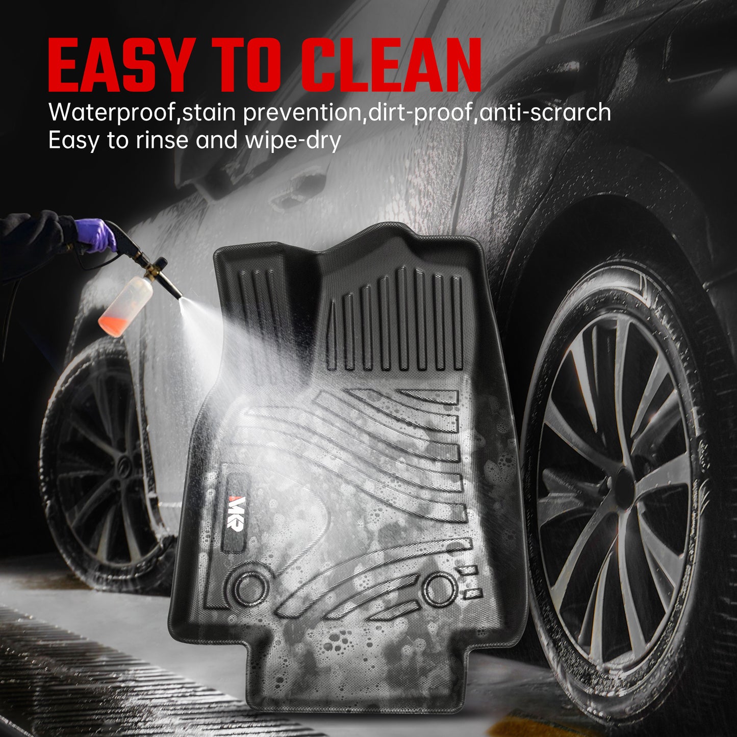 All-Weather TPE Floor Mats For Tesla Model Y 2021-2022 Model 3 2023-2025 - Waterproof, Anti-Slip, Full Coverage