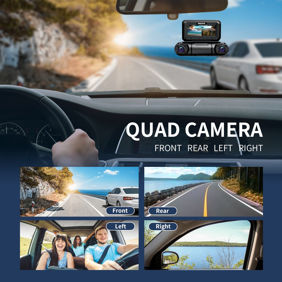 360° Vehicle Camera System With Interior & Exterior View – Includes 128GB Storage