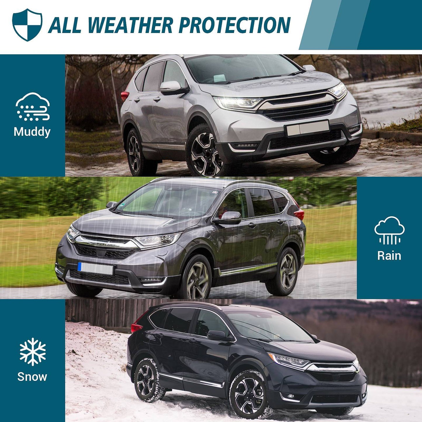 TPE Rubber Car Floor Mats All-Weather For 17-22 CR-V