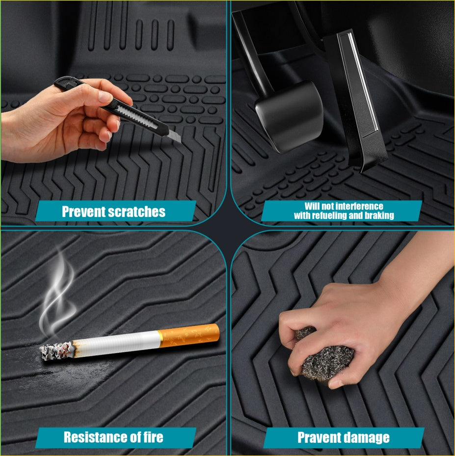 Car Floor Mats For 17-20 Hyundai Elantra No Fit GT All-Weather TPE Rubber Black