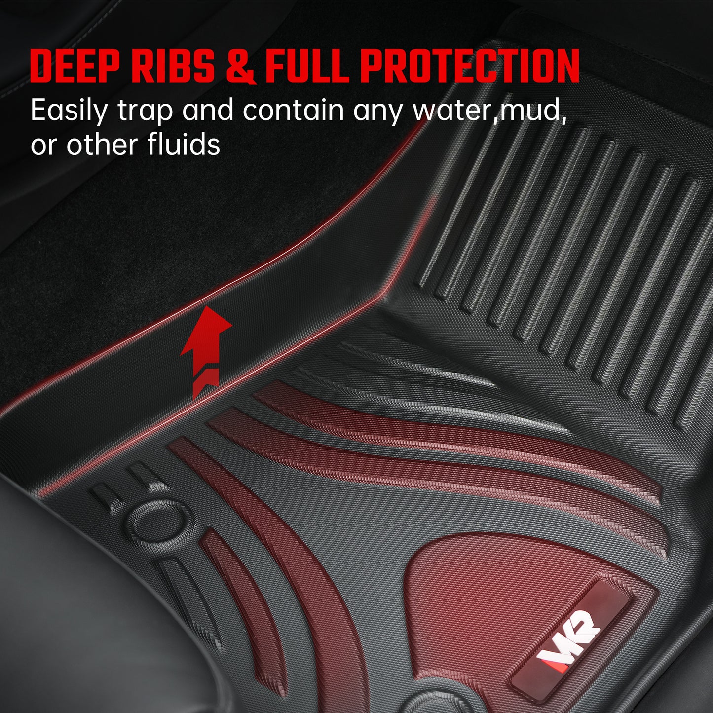 All-Weather TPE Floor Mats For Tesla Model Y 2021-2022 Model 3 2023-2025 - Waterproof, Anti-Slip, Full Coverage