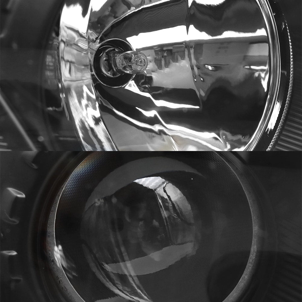 Headlight Assembly Fit For Kenworth T680 2013-2021, Left Driver And Right Passenger Pair Set Black, Including Halogen Bulbs