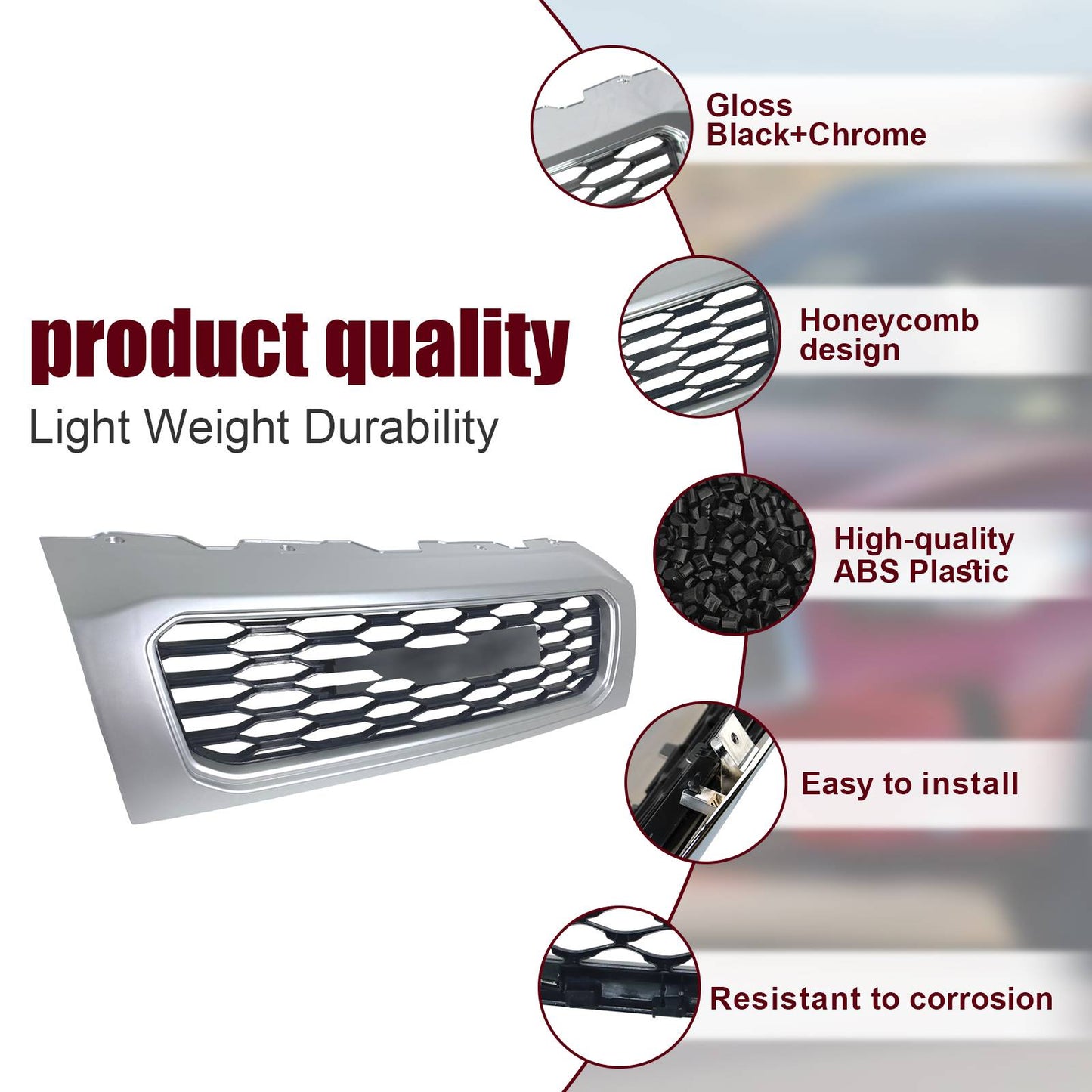 Front Grill for 2019–2022 Ram ProMaster 1500 / 2500 / 3500 – Gloss Black