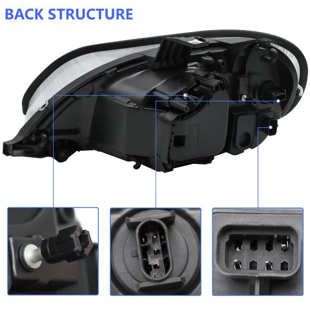 2004-2013 Freightliner M2 Headlights, Set-2 Pieces, White-black