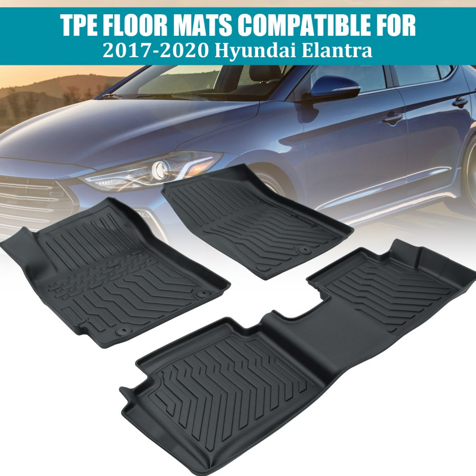 Car Floor Mats For 17-20 Hyundai Elantra No Fit GT All-Weather TPE Rubber Black