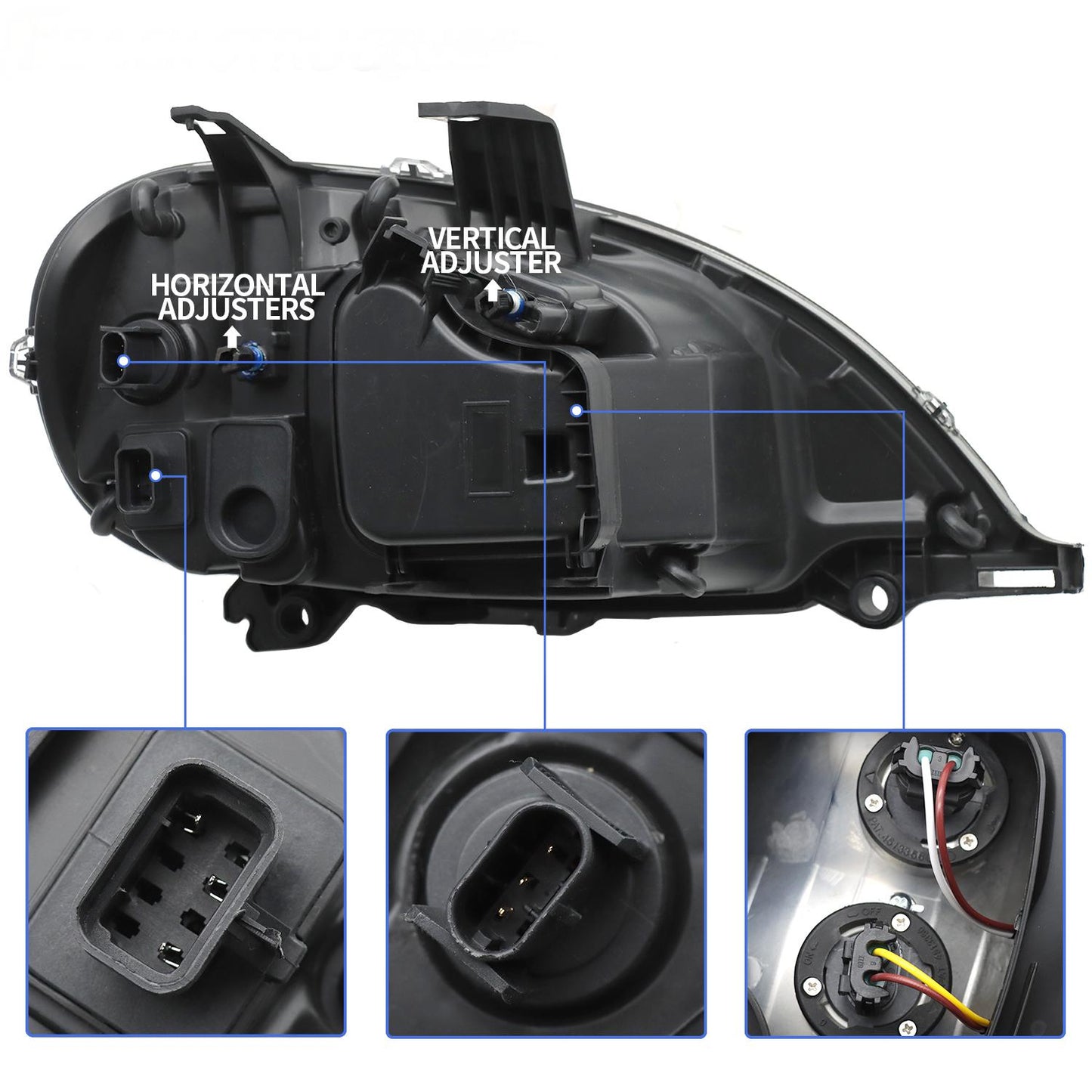 Freightliner Headlight Assembly, Fits 2004-2017, White Housing, Set of