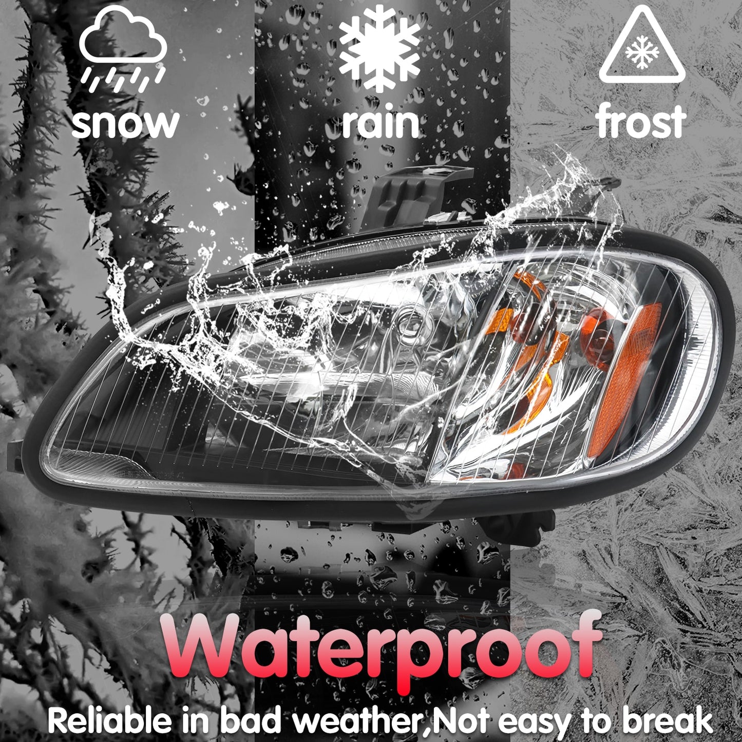 Headlight Assembly Compatible With 2004-2013 Freightliner M2, Headlamps Head Lights Lamp Assembly Left And Right Black